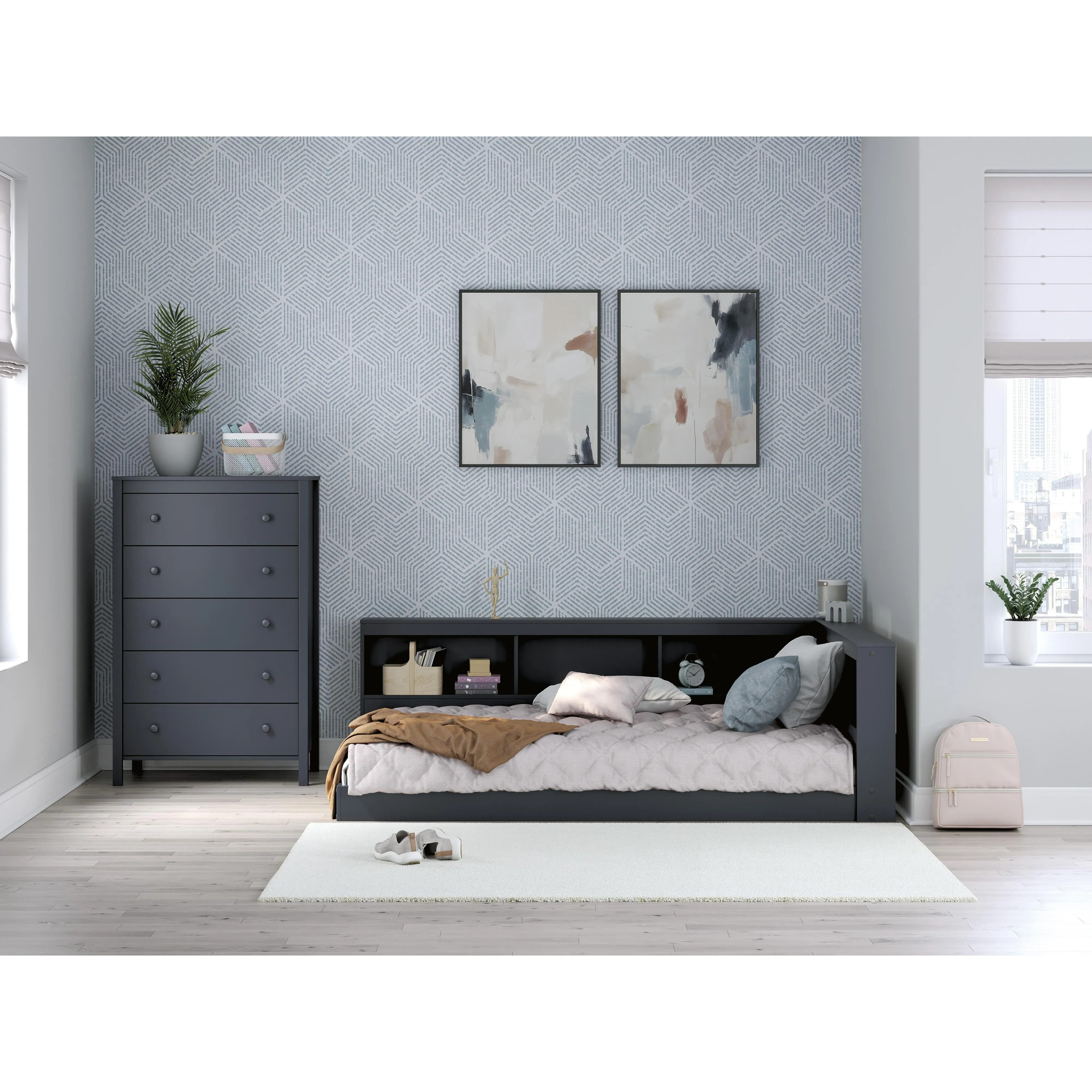 Signature Design by Ashley Simmenfort Full Bookcase Bed with Storage EB1528-165/EB1528-182