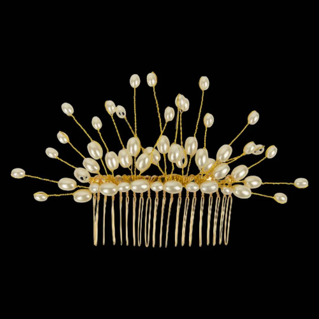 Stylish Gold Plated Women Hair Brooch Comb For Party