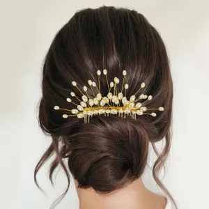 Stylish Gold Plated Women Hair Brooch Comb For Party