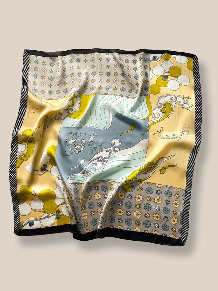 Stylish Printed Square Silk Scarf