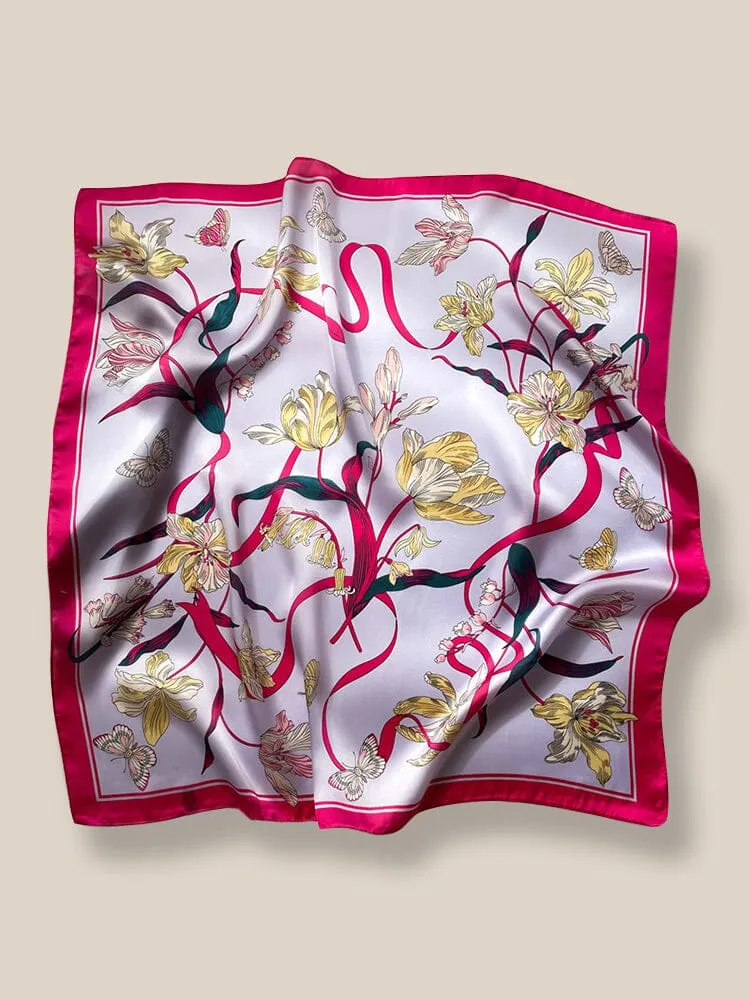 Stylish Printed Square Silk Scarf