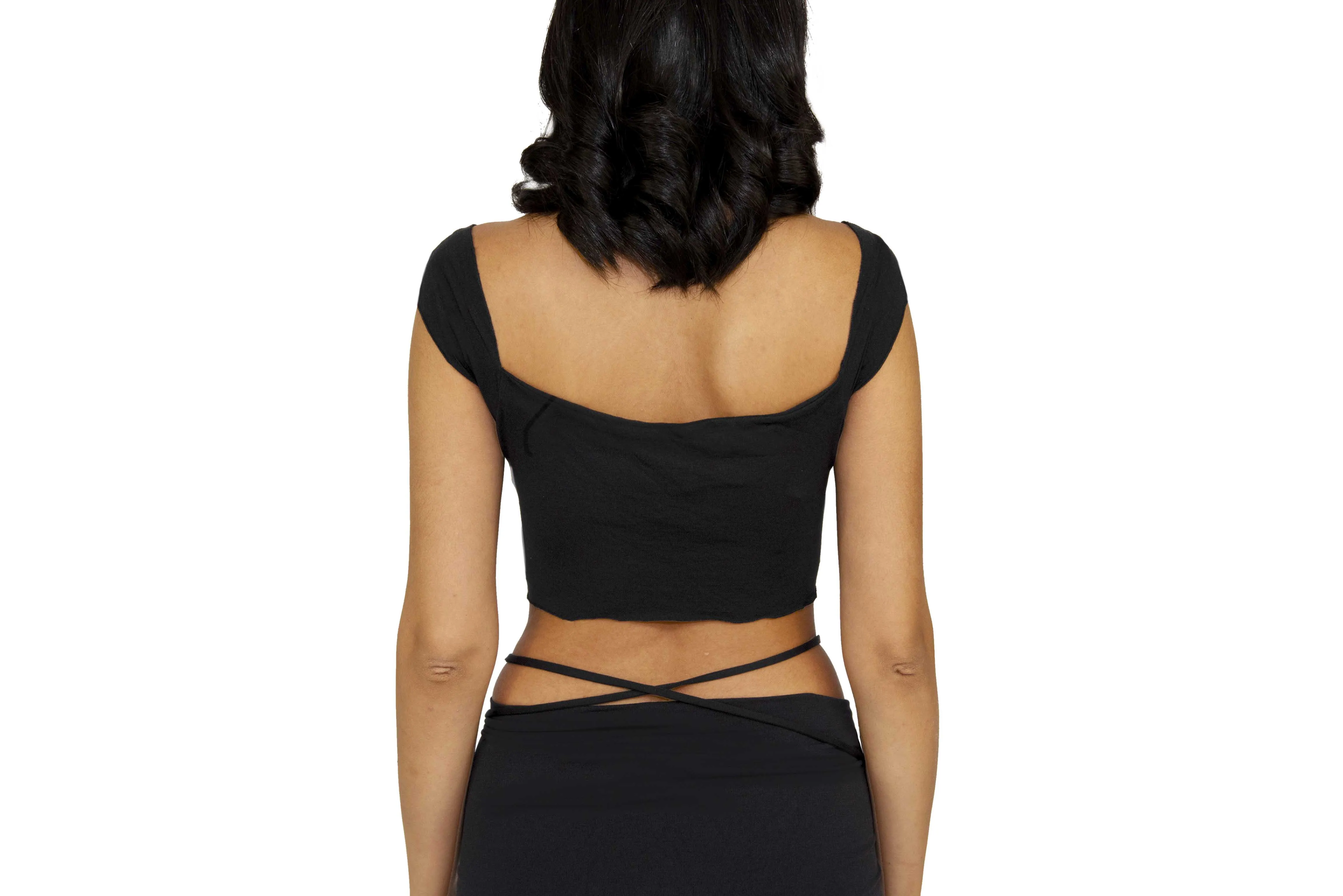 Tia Crop Corset Top - Black