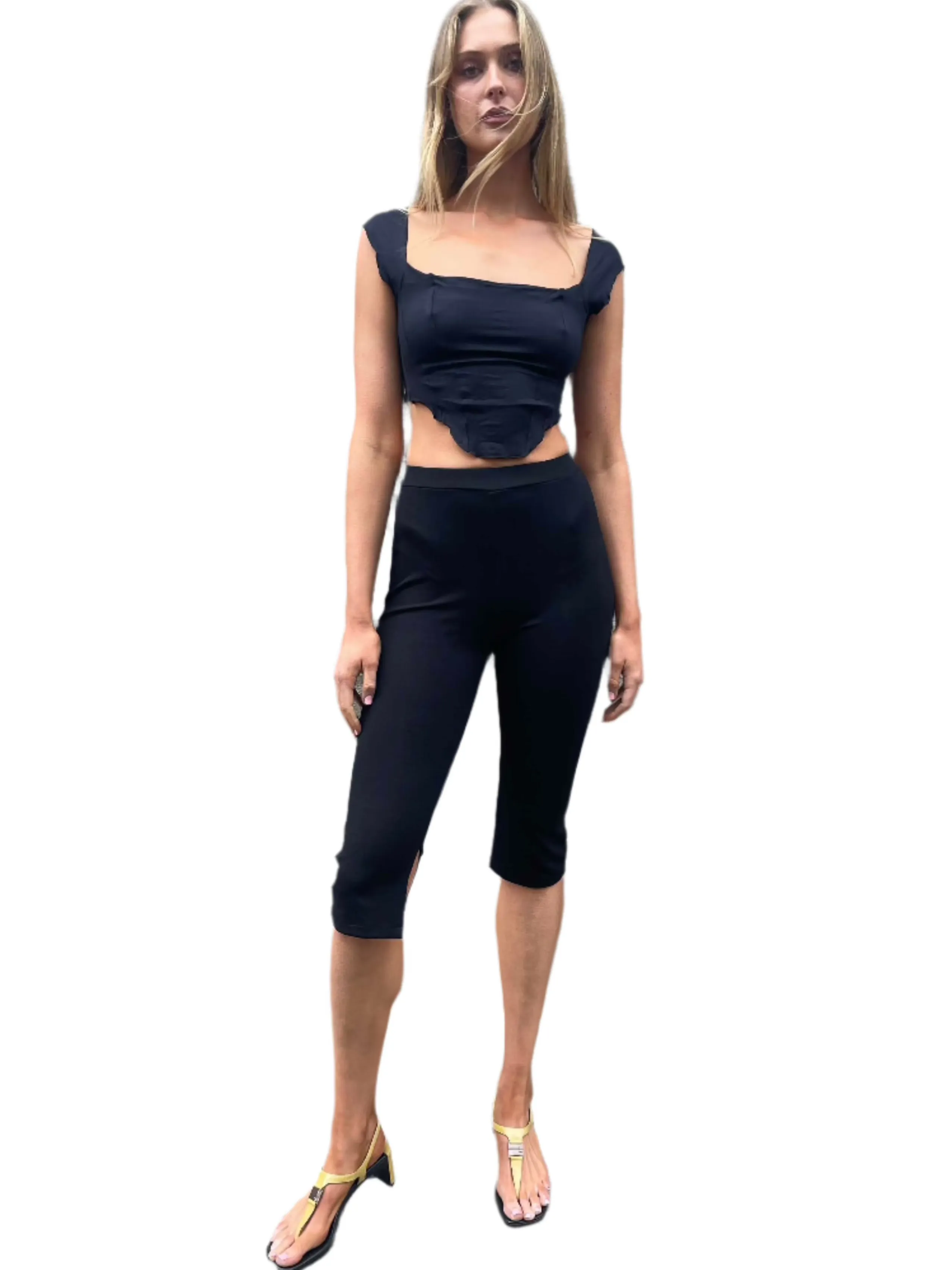 Tia Crop Corset Top - Black