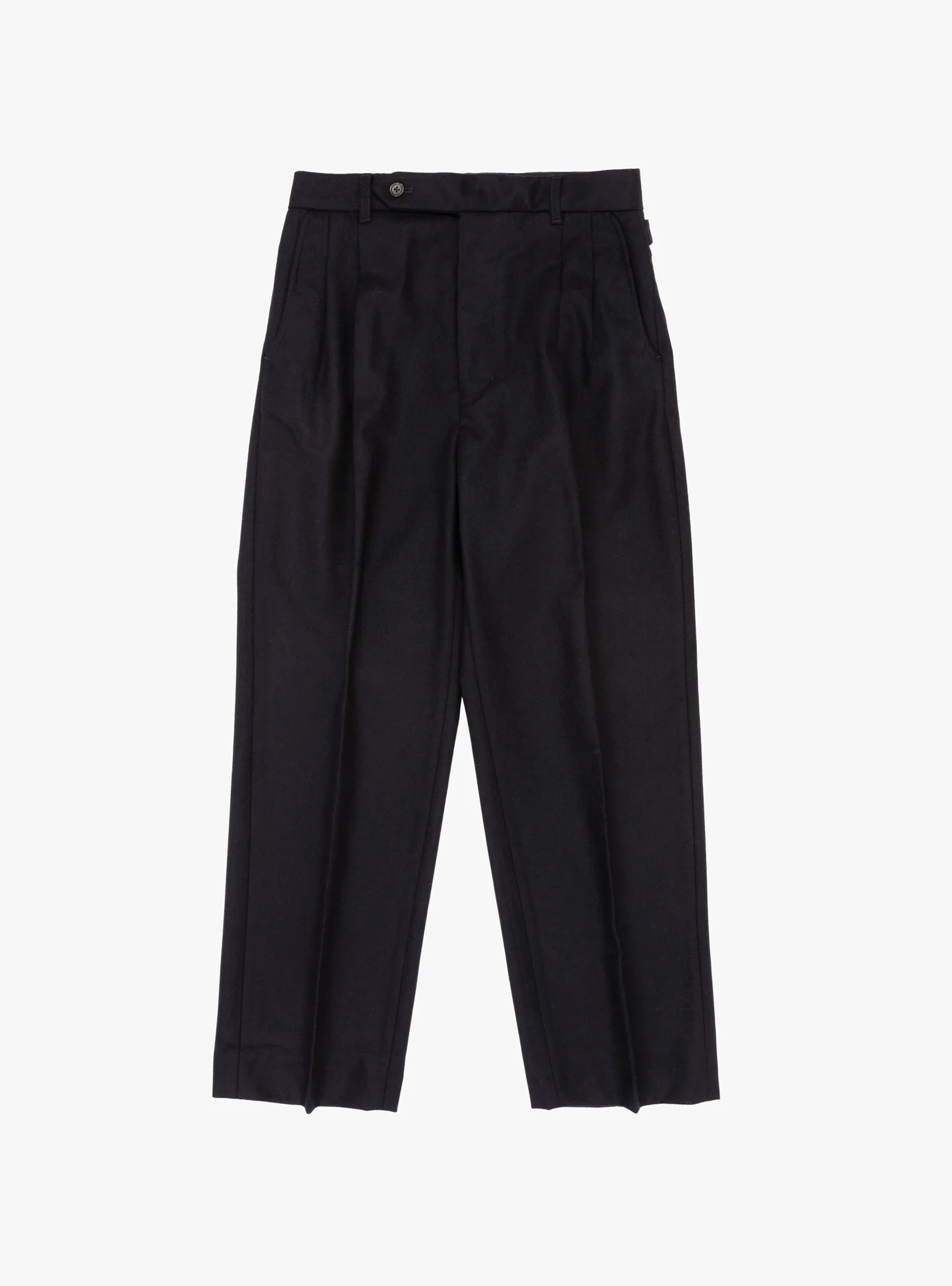 Two Tuck Side Adjustable Pants Navy Wool