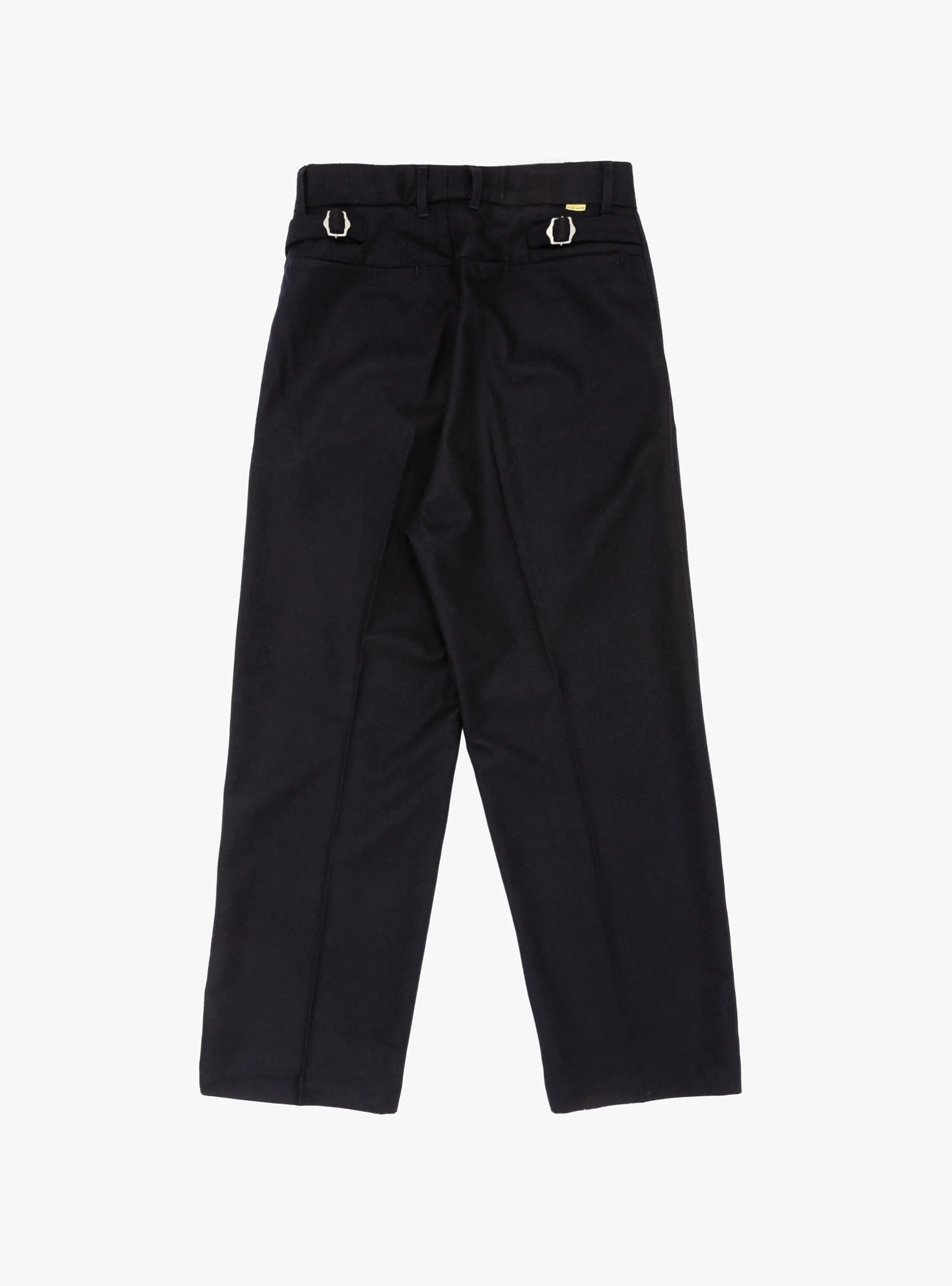 Two Tuck Side Adjustable Pants Navy Wool