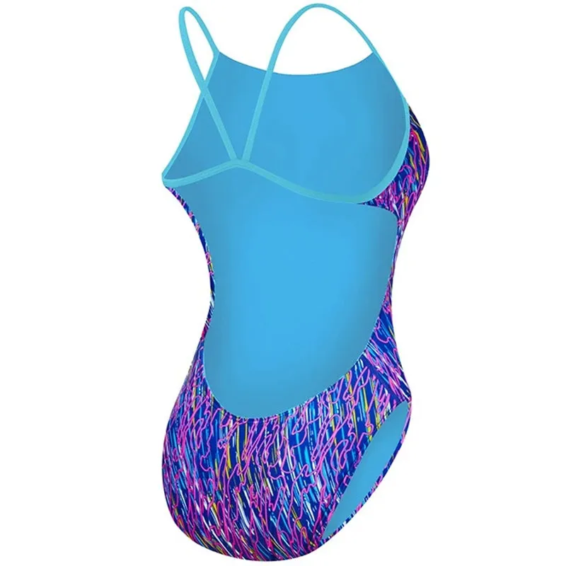 TYR - Electro Cutoutfit Girls Swimsuit - Navy/Multi