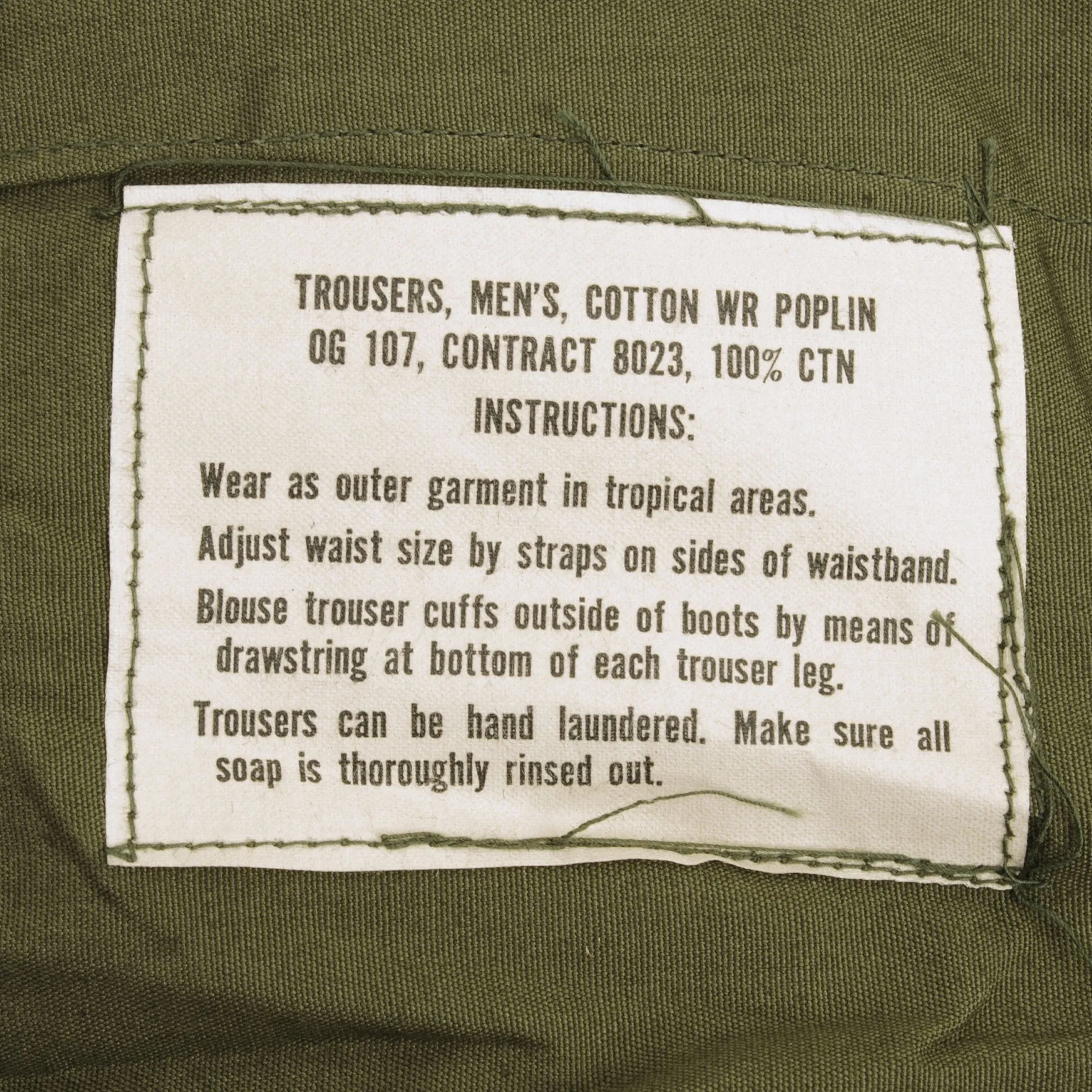 VINTAGE US ARMY TROPICAL COMBAT TROUSERS 1966 VIETNAM WAR LARGE SHORT NOS NEW