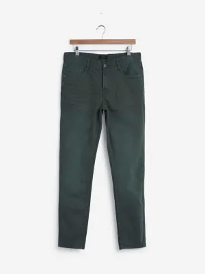 WES Casuals Dark Olive Carrot Fit Jeans